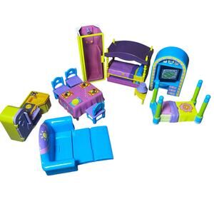 Vintage Mattel Dora the Explorer doll colorful  home accessories furniture lot